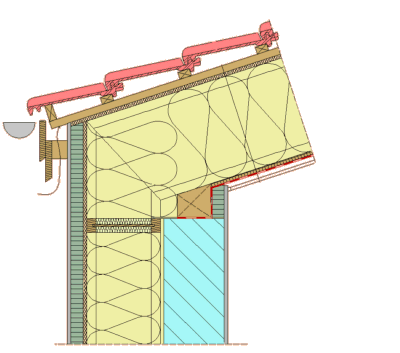 The roof insulation is connected to the wall insulation without any gap.